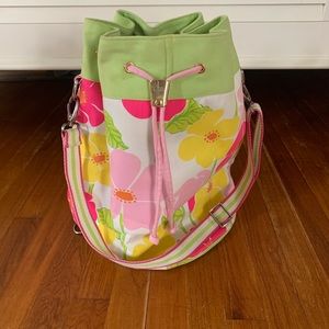 Lilly Pulitzer drawstring bag.